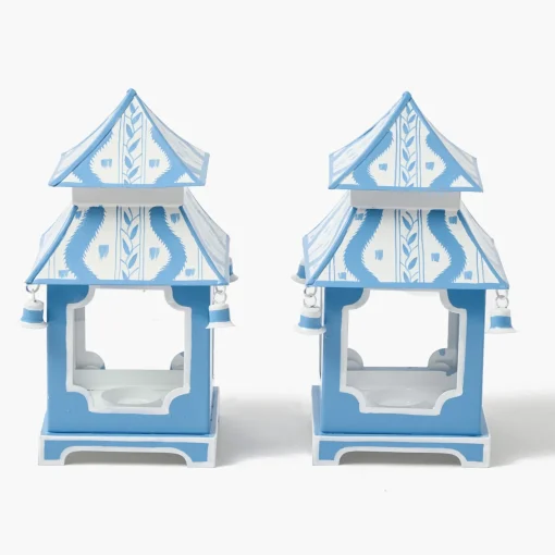 Summer Candleware | Pagodas & Lanterns<Mrs. Alice Mini Blue Ikat Pagoda Lantern (Pair)