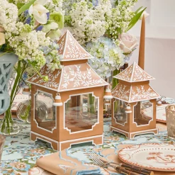 Summer Candleware | Year-round Decorations<Mrs. Alice Mini Caramel Chinoiserie Pagoda Lantern (Pair)