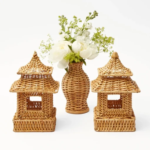 Year-round Decorations | Spring Decorations<Mrs. Alice Mini Rattan Pagoda Lanterns (Pair)