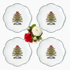 Starter Plates | Crockery Sets<Mrs. Alice Christmas Tree Starter Plate (Set of 4)
