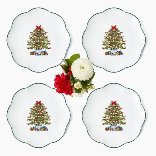 Starter Plates | Crockery Sets<Mrs. Alice Christmas Tree Starter Plate (Set of 4)