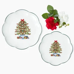 Starter Plates | Crockery Sets<Mrs. Alice Christmas Tree Starter Plate (Set of 4)