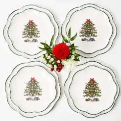 Starter Plates | Crockery Sets<Mrs. Alice Christmas Tree Starter Plate (Set of 4)