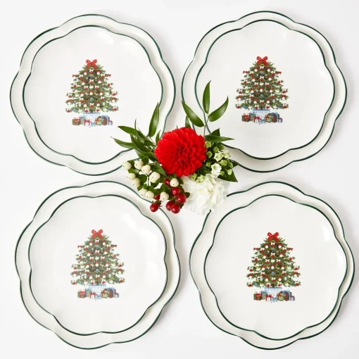 Starter Plates | Crockery Sets<Mrs. Alice Christmas Tree Starter Plate (Set of 4)