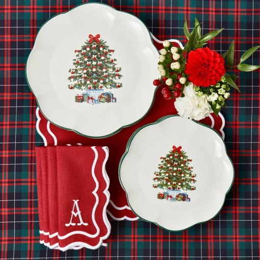 Starter Plates | Crockery Sets<Mrs. Alice Christmas Tree Starter Plate (Set of 4)