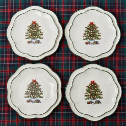 Starter Plates | Crockery Sets<Mrs. Alice Christmas Tree Starter Plate (Set of 4)