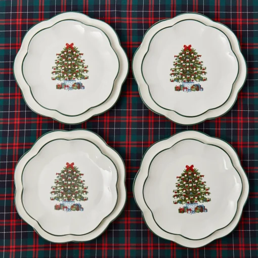 Starter Plates | Crockery Sets<Mrs. Alice Christmas Tree Starter Plate (Set of 4)