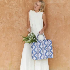 Mrs. Alice Tote Bags | For Her<Mrs. Alice Tote Bag (Blue Ikat)