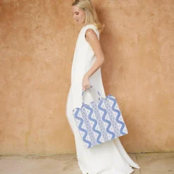 Mrs. Alice Tote Bags | For Her<Mrs. Alice Tote Bag (Blue Ikat)
