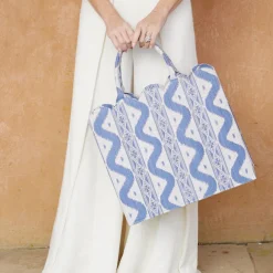 Mrs. Alice Tote Bags | For Her<Mrs. Alice Tote Bag (Blue Ikat)