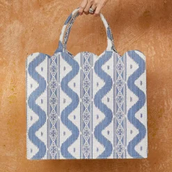 Mrs. Alice Tote Bags | For Her<Mrs. Alice Tote Bag (Blue Ikat)