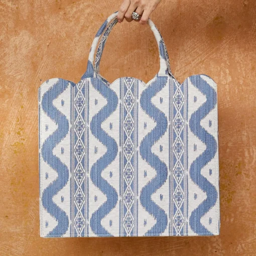Mrs. Alice Tote Bags | For Her<Mrs. Alice Tote Bag (Blue Ikat)