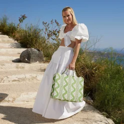Mrs. Alice Tote Bags | For Her<Mrs. Alice Tote Bag (Green Ikat)