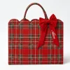 Mrs. Alice Tote Bags | Mrs. Alice Monogram<Mrs. Alice Tote Bag (Red Tartan) With Bow