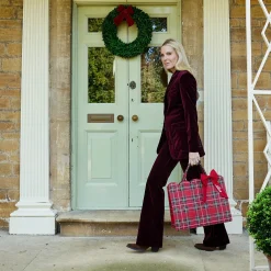Mrs. Alice Tote Bags | Mrs. Alice Monogram<Mrs. Alice Tote Bag (Red Tartan) With Bow