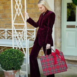 Mrs. Alice Tote Bags | Mrs. Alice Monogram<Mrs. Alice Tote Bag (Red Tartan) With Bow