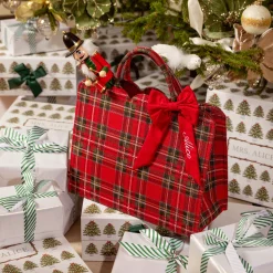Mrs. Alice Tote Bags | Mrs. Alice Monogram<Mrs. Alice Tote Bag (Red Tartan) With Bow