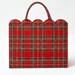 Mrs. Alice Tote Bags | Mrs. Alice Monogram<Mrs. Alice Tote Bag (Red Tartan) With Bow