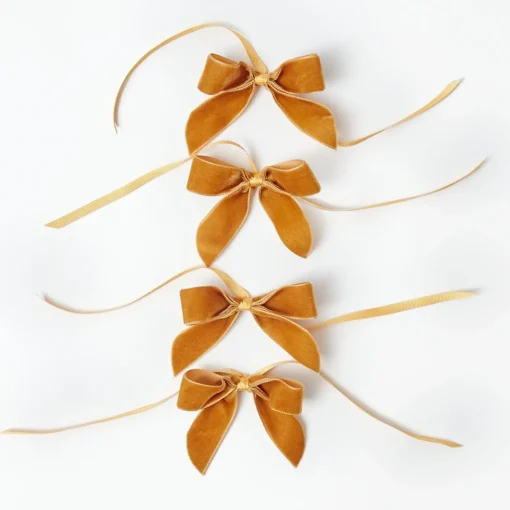 Napkin Rings & Bows<Mrs. Alice Mustard Velvet Mini Bows (Set of 4)