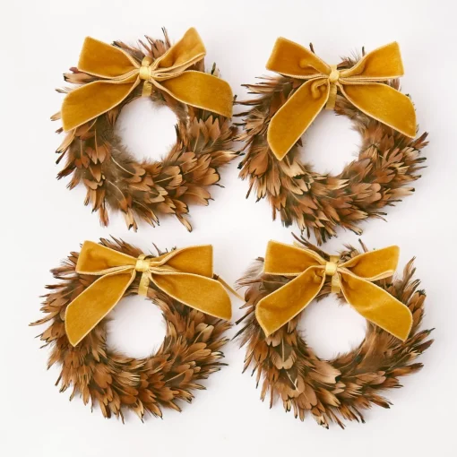 Napkin Rings & Bows<Mrs. Alice Mustard Velvet Mini Bows (Set of 4)