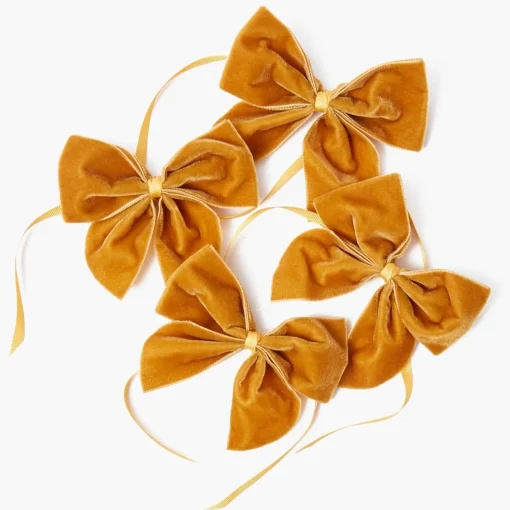 Napkin Rings & Bows<Mrs. Alice Mustard Velvet Napkin Bows (Set of 4)