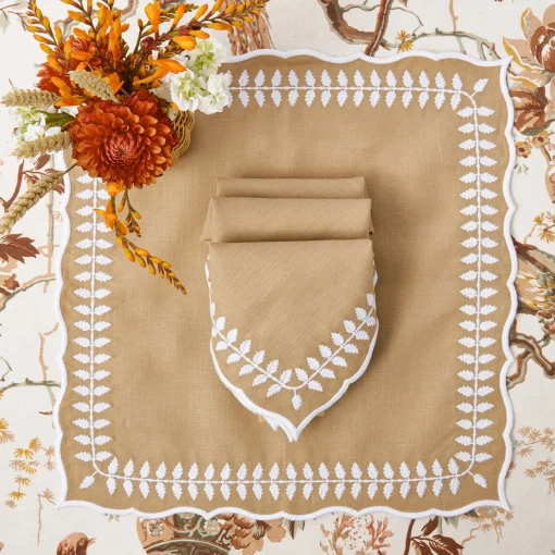 Table Linen Sets | For Her<Mrs. Alice Natural Laurel Placemats & Napkins Set (Set of 4)