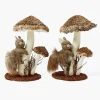 Autumn Decorations<Mrs. Alice Natural Mushroom with Climbing Squirrel (Pair)