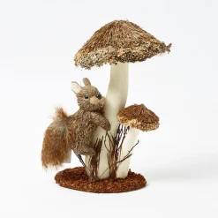 Autumn Decorations<Mrs. Alice Natural Mushroom with Climbing Squirrel (Pair)