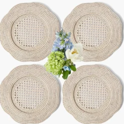 Placemats | For Her<Mrs. Alice Natural Scalloped Rattan Charger Plates (Set of 4)
