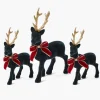Christmas Decorations<Mrs. Alice Navy Flocked Reindeer Family with Gold Trimmed Bows