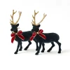 Christmas Decorations<Mrs. Alice Navy Flocked Reindeers with Gold Trimmed Bows (Pair)