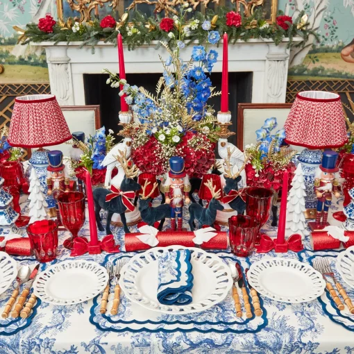 Christmas Decorations<Mrs. Alice Navy Flocked Reindeers with Gold Trimmed Bows (Pair)