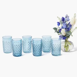 Glasses | For The Homemaker<Mrs. Alice Navy Hobnail Glasses (Set of 6)