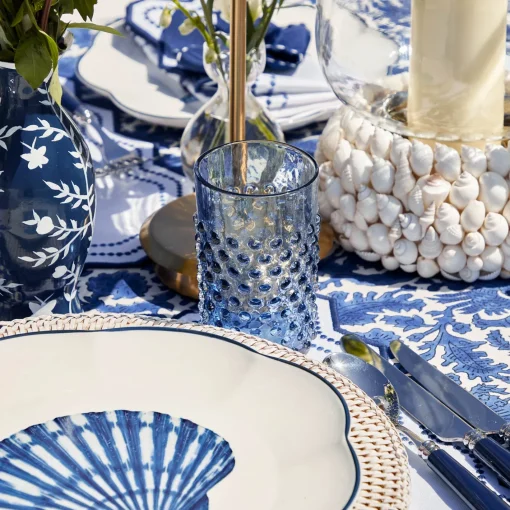 Glasses | For The Homemaker<Mrs. Alice Navy Hobnail Glasses (Set of 6)