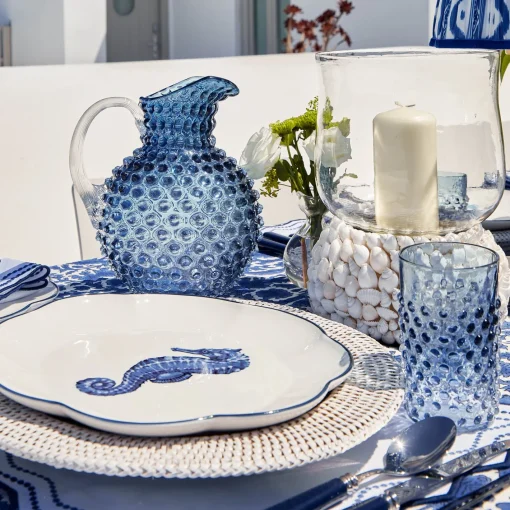Glasses | For The Homemaker<Mrs. Alice Navy Hobnail Glasses (Set of 6)