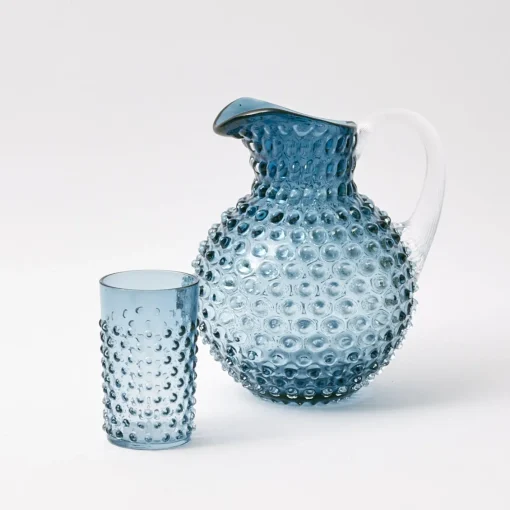 Glasses | For The Homemaker<Mrs. Alice Navy Hobnail Glasses (Set of 6)