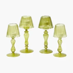 Summer Glassware | Summer Candleware<Mrs. Alice Olive Glass Lantern Tea Light Holder Set