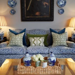 Serena Fresson Fabrics<Mrs. Alice Olive Green Bamboo Trellis Fabric