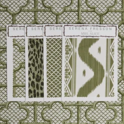 Serena Fresson Fabrics<Mrs. Alice Olive Green Bamboo Trellis Fabric