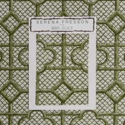 Serena Fresson Fabrics<Mrs. Alice Olive Green Bamboo Trellis Fabric