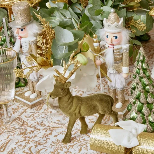 Christmas Decorations<Mrs. Alice Olive Green Flocked Reindeer Family