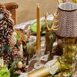 Christmas Decorations<Mrs. Alice Olive Green Flocked Reindeer Family