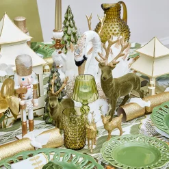 Christmas Decorations<Mrs. Alice Olive Green Flocked Reindeer Family