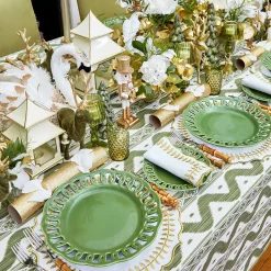 Christmas Decorations<Mrs. Alice Olive Green Flocked Reindeer Family