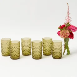 Glasses<Mrs. Alice Olive Green Hobnail Glasses (Set of 6)