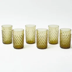 Glasses<Mrs. Alice Olive Green Hobnail Glasses (Set of 6)