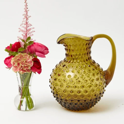 Jugs<Mrs. Alice Olive Green Hobnail Jug