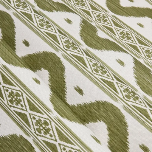 Serena Fresson Fabrics<Mrs. Alice Olive Green Ikat Stripe Fabric