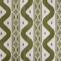 Serena Fresson Fabrics<Mrs. Alice Olive Green Ikat Stripe Fabric