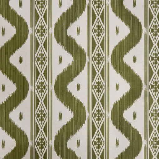 Serena Fresson Fabrics<Mrs. Alice Olive Green Ikat Stripe Fabric